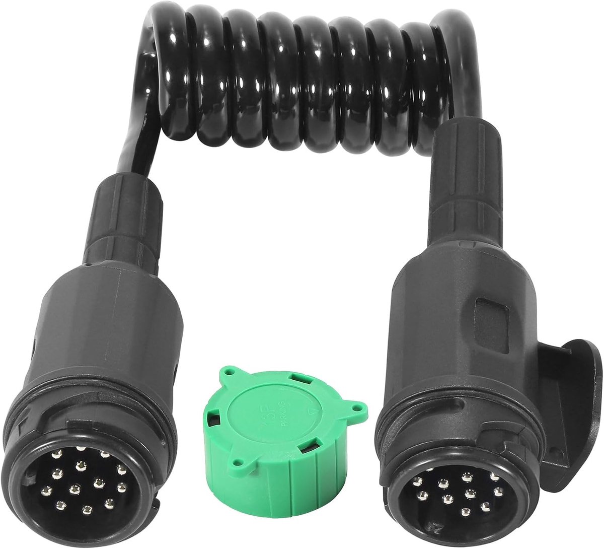 1 m verlengkabel voor aanhanger, 13-polig, 12 V, spiraalverlenging, draad, aanhanger, 13-polig, voor caravan - ShopVlot
