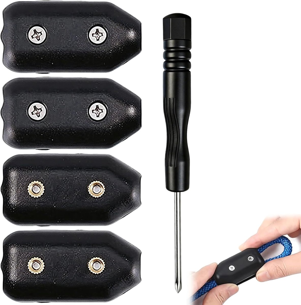 Pack of 4 Plastic Rope Clips 7-8 mm with Screwdriver, UV Resistant Cord Clamps for Nylon and Braided Rope, Reusable - ShopVlot
