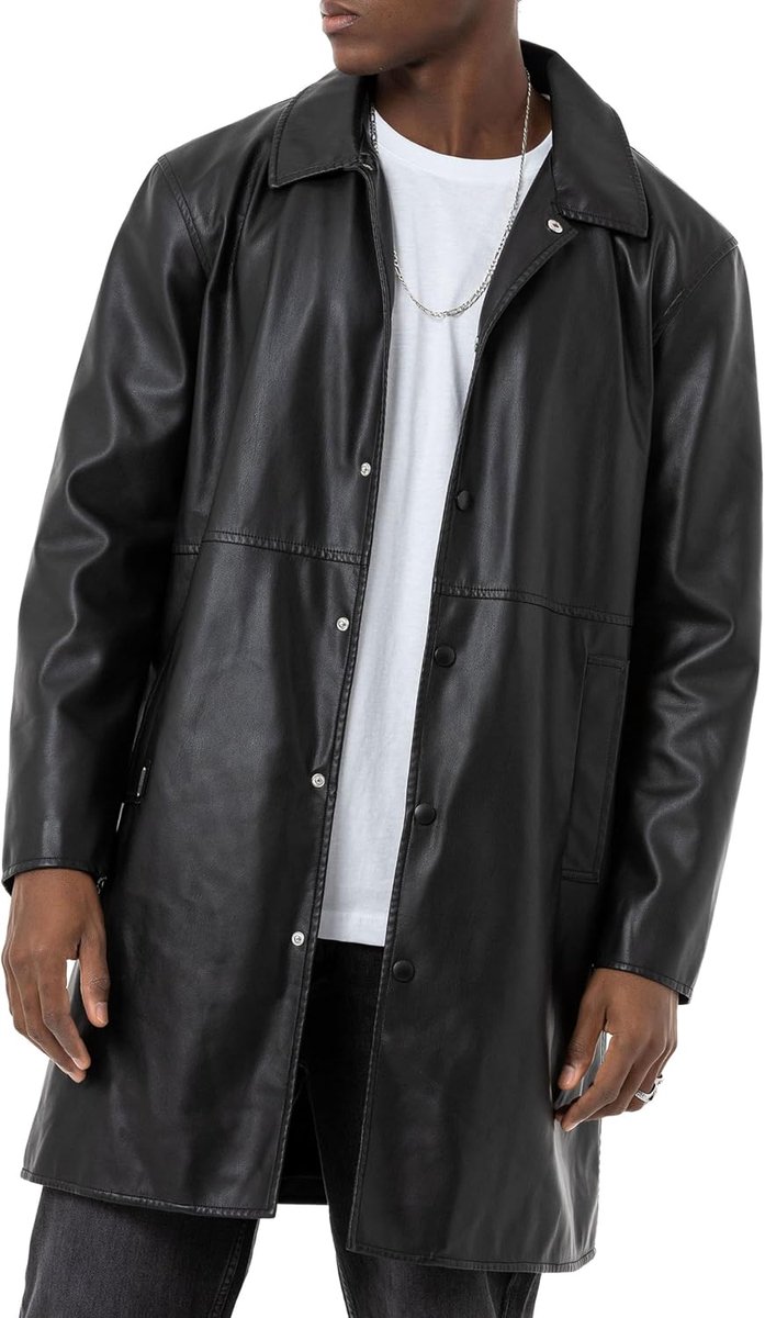 Red Bridge Men's Faux Leather Coat Long - ShopVlot