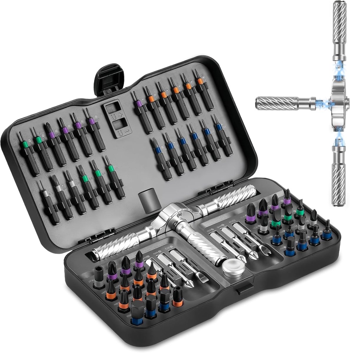 Schroevendraaiersets, 66-in-1 multifunctionele ratelschroevendraaierset inclusief 40 precisieboren met afneembare - ShopVlot