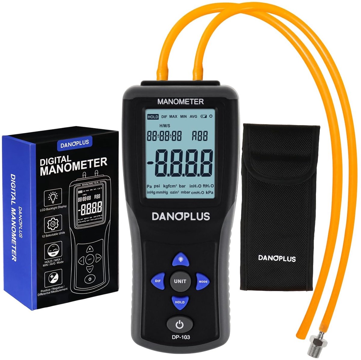 Pressure gauge, digital gas pressure tester, differential pressure gauge, HVAC air pressure gauge with backlight - ShopVlot