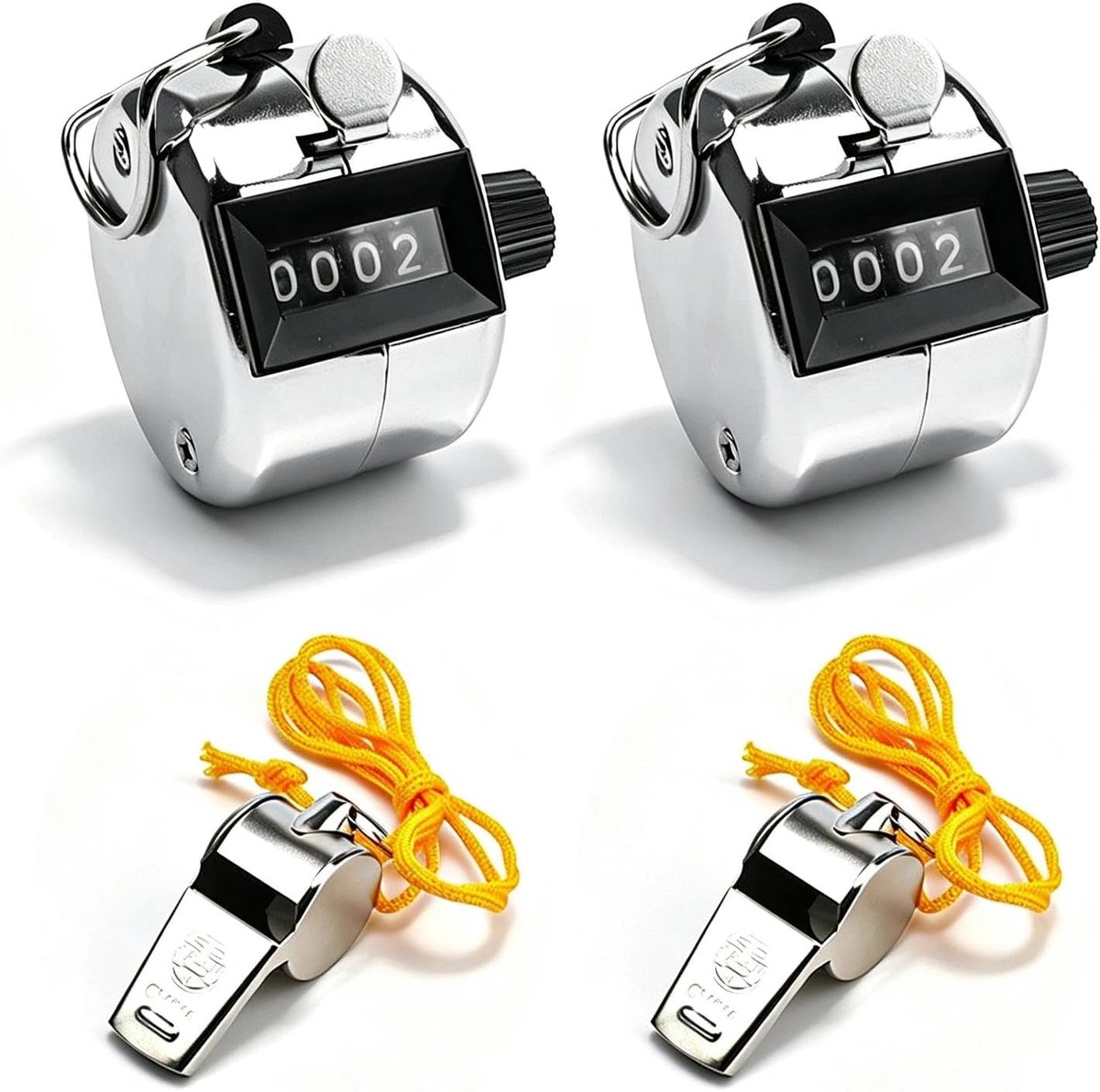 Hand Counter, 2 Pcs Metal Counter Clicker, 4 Digit Portable Hand Counter Clicker, Golf, Row Counter Knitting - ShopVlot