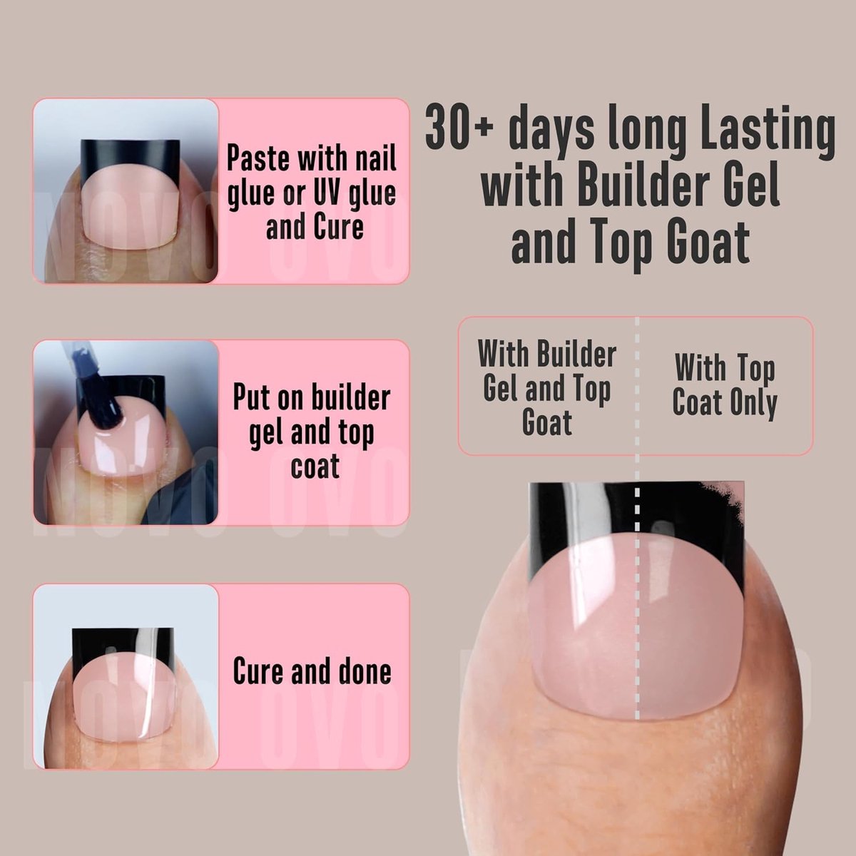 NOVO OVO Halloween Black French Tip Toe Nail Tips Press,BABY PINK Sharp Square Pre-designed Soft Gel False Toenail - ShopVlot — cadeau in Cadeau-ideeën - foto 4