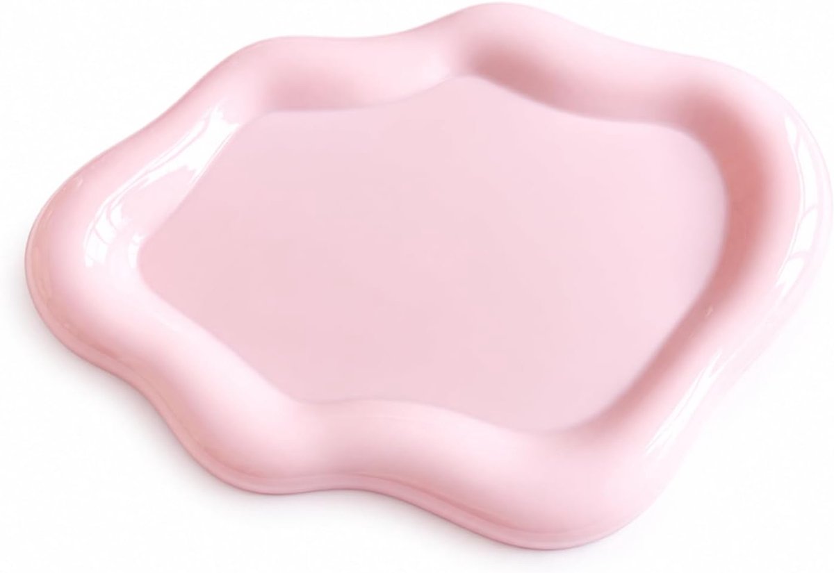Pink Cloud Trinket Dish Jewelry Tray, Aesthetic Plastic Jewelry Organizer for Rings Earrings Bracelets, Modern Vanity - ShopVlot