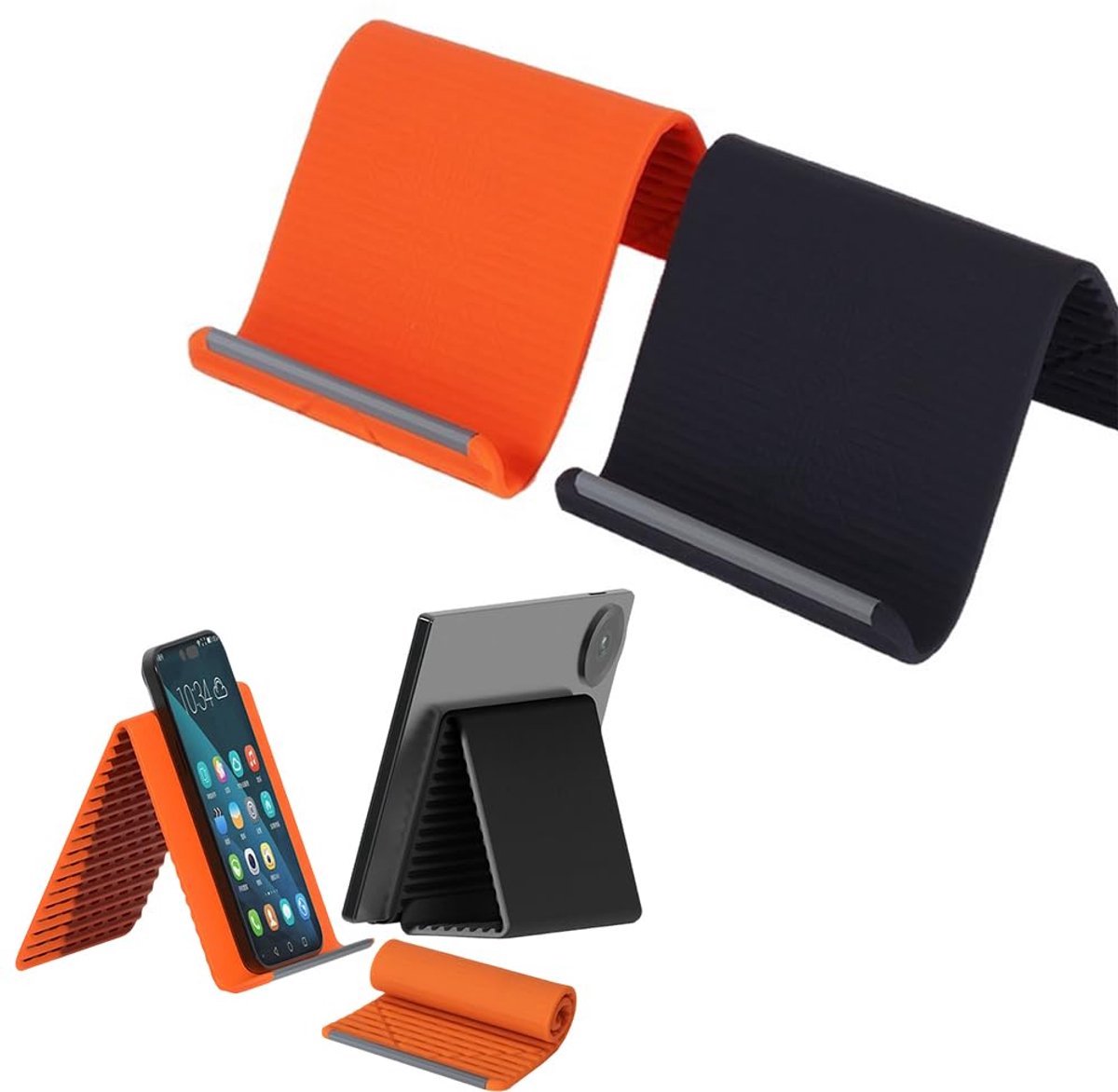 Casalora Telefoonhouder - 2set - Telefoonstandaard Siliconen - Flexibele en Opvouwbare - Telefoon en Tablet
