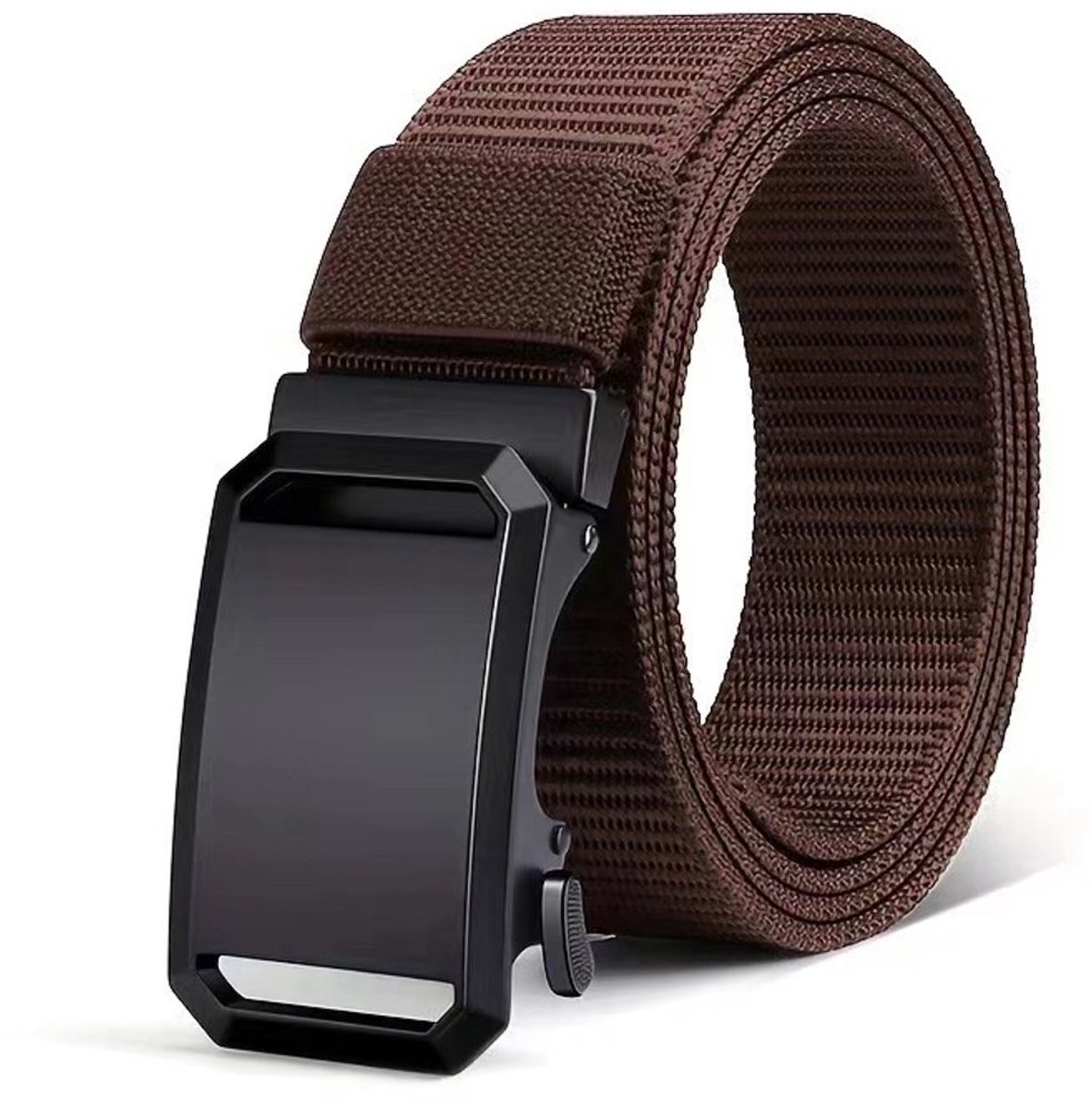 Casalora Heren Riem - Heren Nylon Riemen Automatische Gesp - Verstelbaar 70-120cm - Casual - Koffiebruin