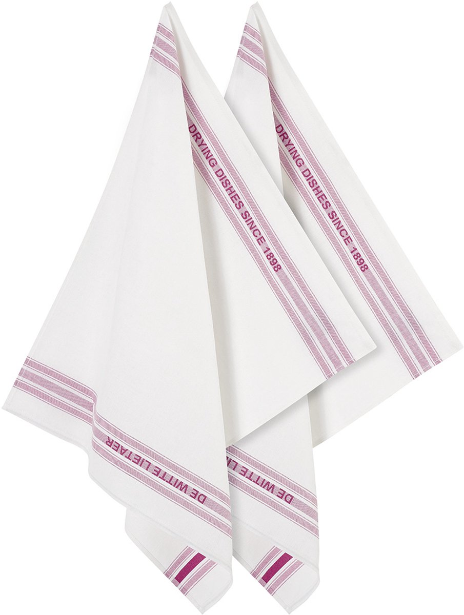 De Witte Lietaer Theedoek Dish, Fuchsia - 2 stuks - 65 x 70 cm - Katoen/Linnen