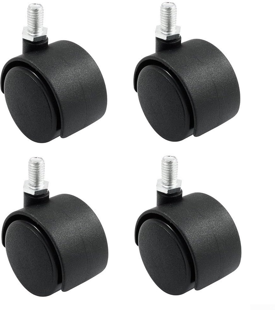 wielen - zonder rem - 4 stuks - Laadvermogen 25 kg - Wieldiameter 40 Millimeter - Staal - Zwart