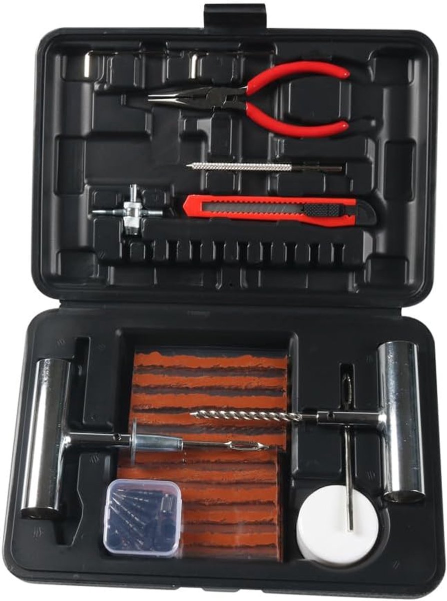 Bandenreparatieset 70-delig - Inclusief tang, sleutel en plakband - Voor noodreparaties aan voertuigen - ShopVlot