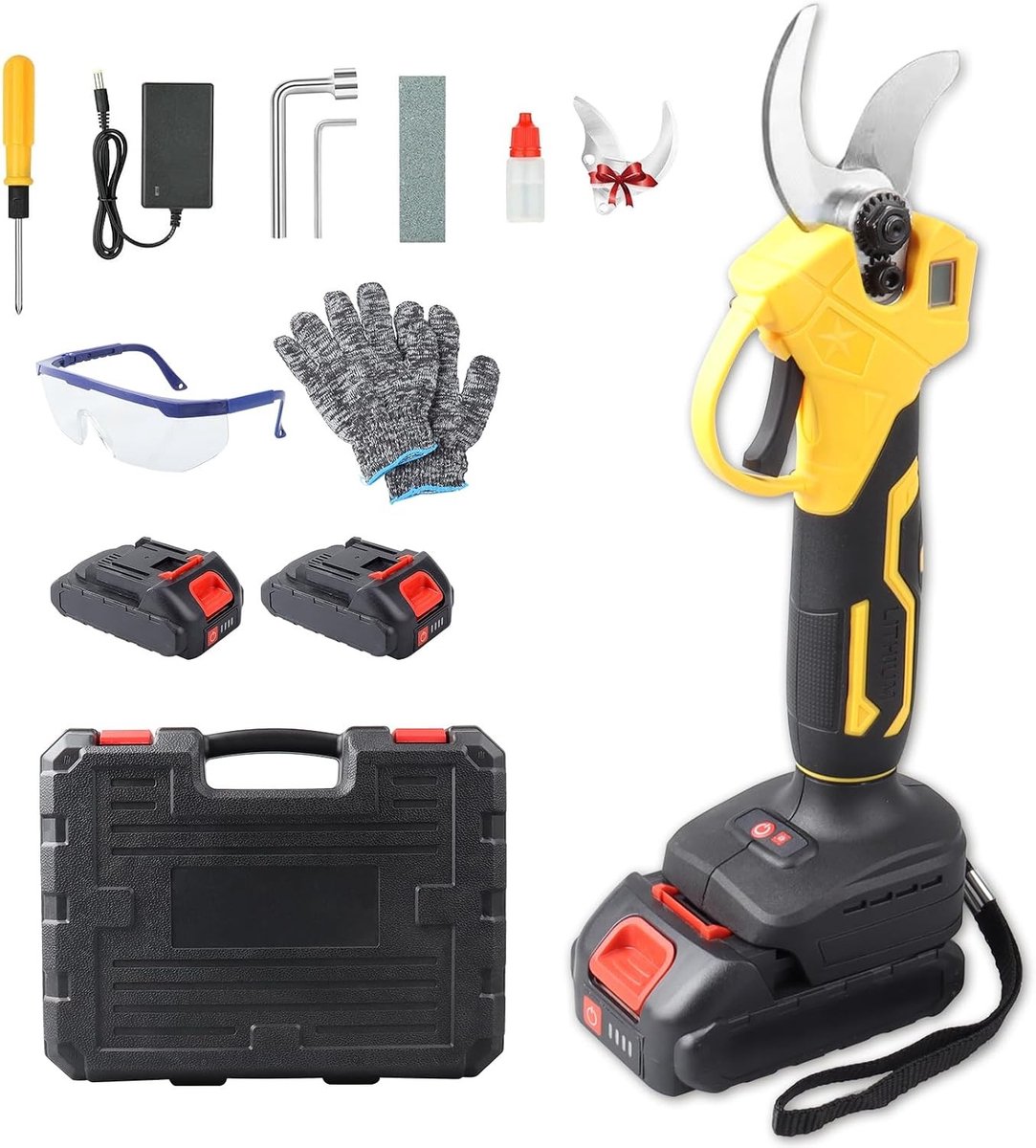 Professionele Elektrische Snoeischaar - 35 mm - Accu Takkenschaar met LCD-display - Voor Tuinliefhebbers