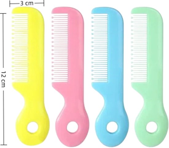 12 stuks - Babyhaarkam - Haarborstel - Kam met ronde tanden - Haarkam voor gladmakend haar - Haartrimkam - Roze, geel, blauw, groen - Geschikt voor pasgeborenen, baby's (meisjes en jongens), kinderen en baby's — afbeelding 2
