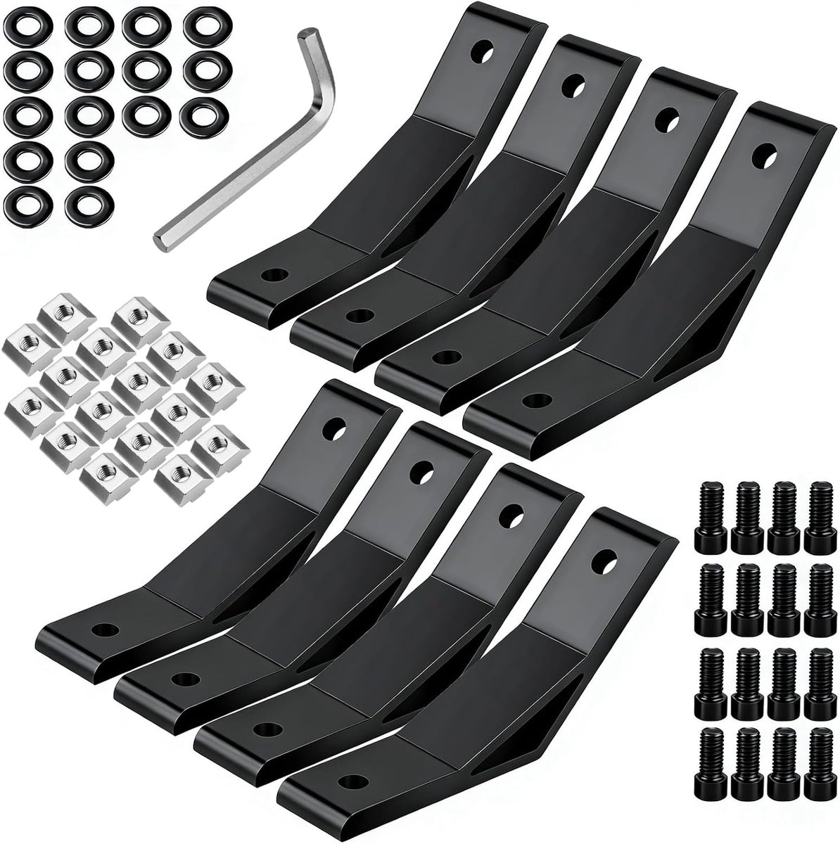 Aluminium hoekverbinder 135 graden - 40x40 zwart - set van 8 stuks - ideaal voor industriële toepassingen - ShopVlot