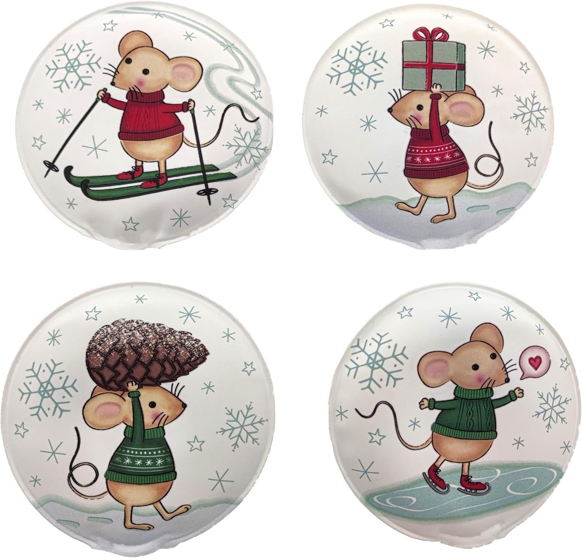 MC-Trend Hand warmer set: 4 magic pocket warmers with cute mouse motifs - always reusable for soothing warmth on the go - ShopVlot