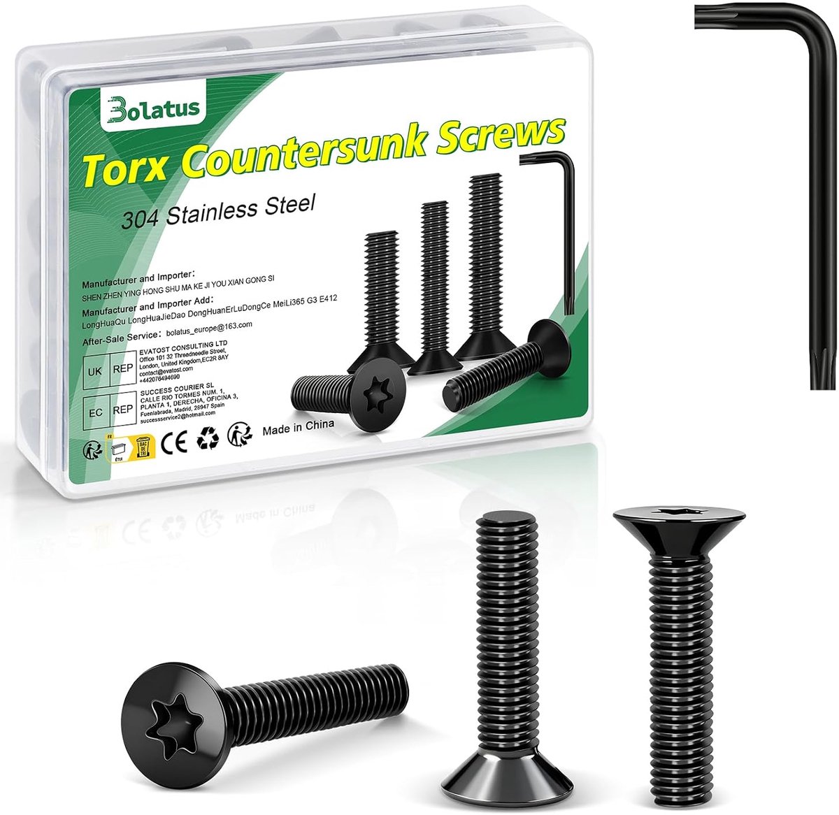 50pcs M3 x 10mm Countersunk Head Screws Black, Bolatus 304 Stainless Steel Screws Torx Countersunk Head Screws with - ShopVlot