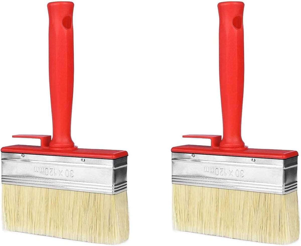 JOYOLA 2 Piece Flat Brush Set, Ceiling Brush Wall Brushes, Oil Base for Murals, Brush Set for Wall, Furniture, Fence - ShopVlot