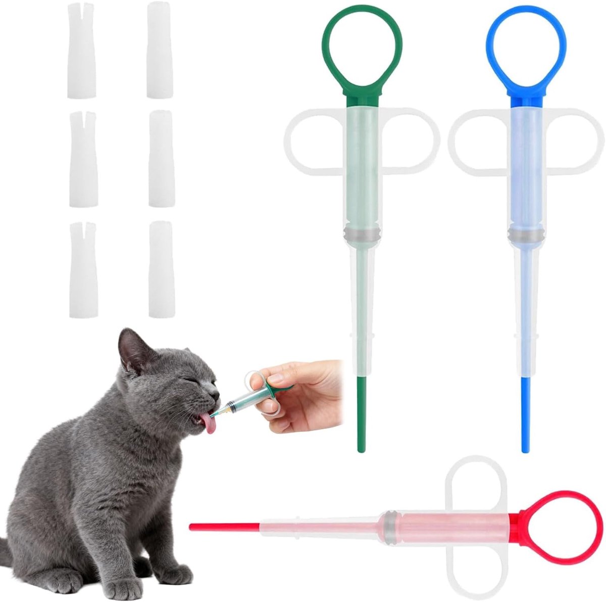 3pcs Cat Dog Medicine Feeders, Stress Free Pill Dispensers for Cats Small Dogs, Pill Gun Auxiliary Tools with Pusher - ShopVlot