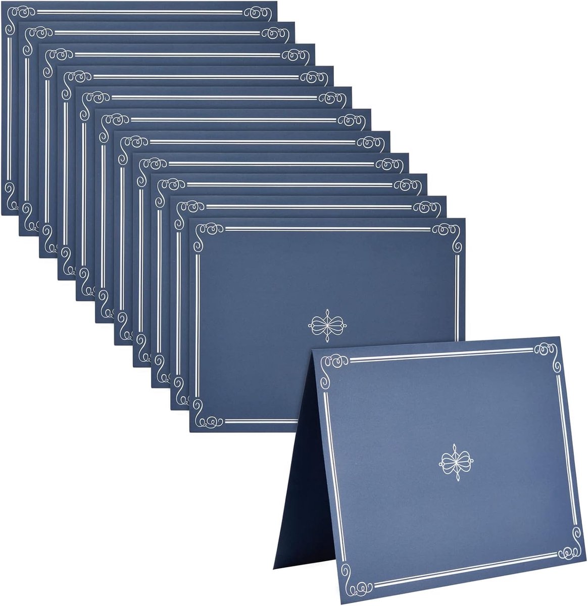 Certificaat houders 12-pack - marineblauw - zilverfolie ontwerp - ideaal voor diploma's - ShopVlot