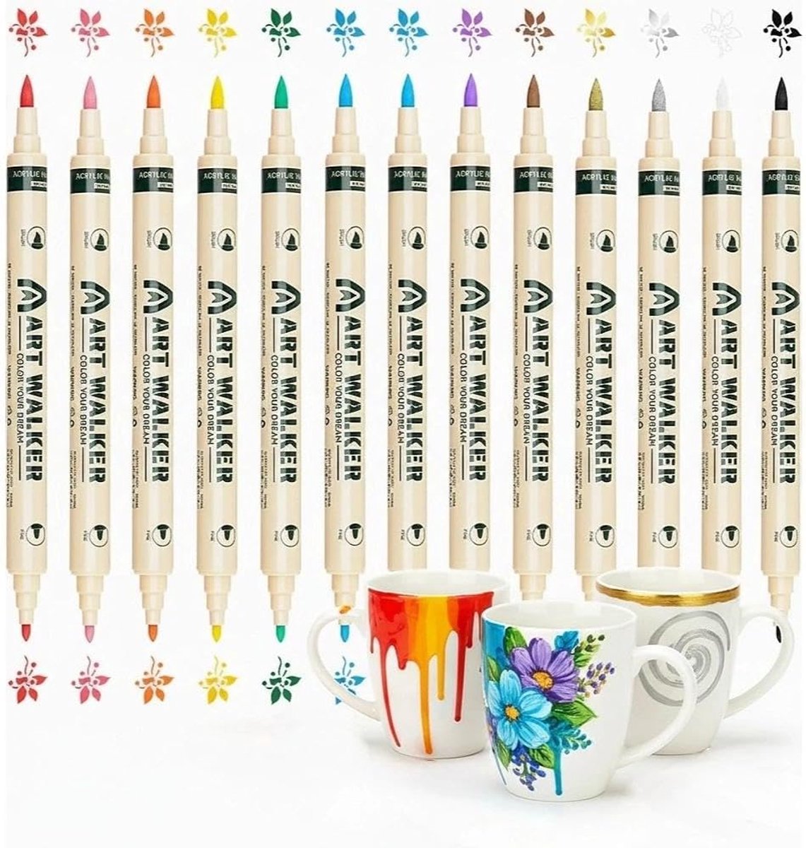 Porcelain Markers, 12 Colours, Waterproof Ceramic Markers, Line Thickness 1-5 mm, Suitable for Porcelain, Glass, Stone - ShopVlot