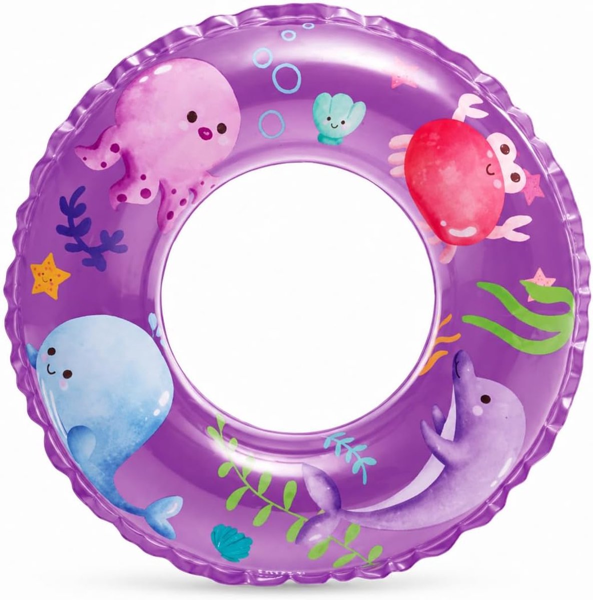 Purple Marine Animal Inflatable Swimming Ring 24 In - Purple sea creatures motif with light water lounger tube for - ShopVlot