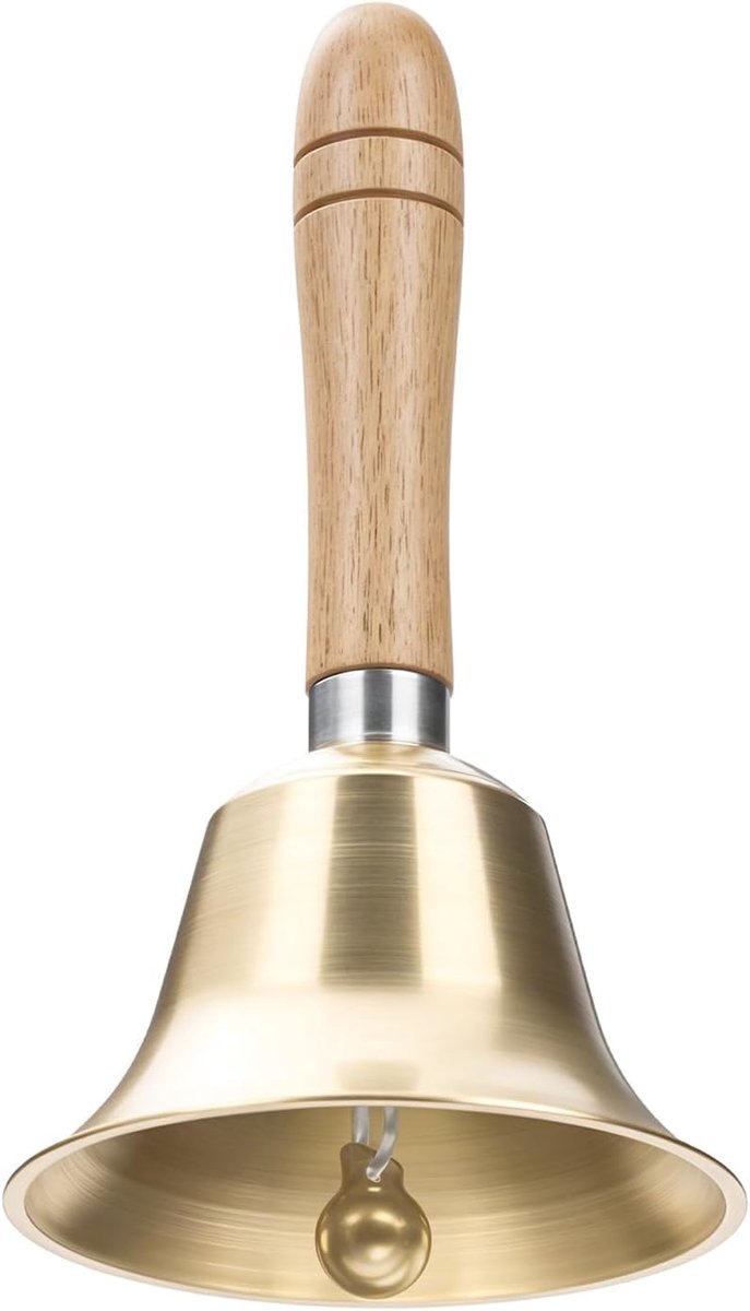 Handbel - superluide metalen bel - houten handvat - ideaal voor ouderen en dierentraining - ShopVlot