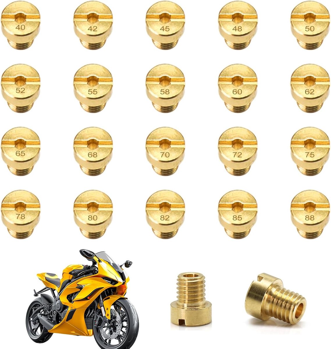 20 pieces carburetor nozzle set, M5 nozzle set, 5 mm main nozzle set, main nozzles, carburetor (40, 42, 45, 48, 50 - ShopVlot