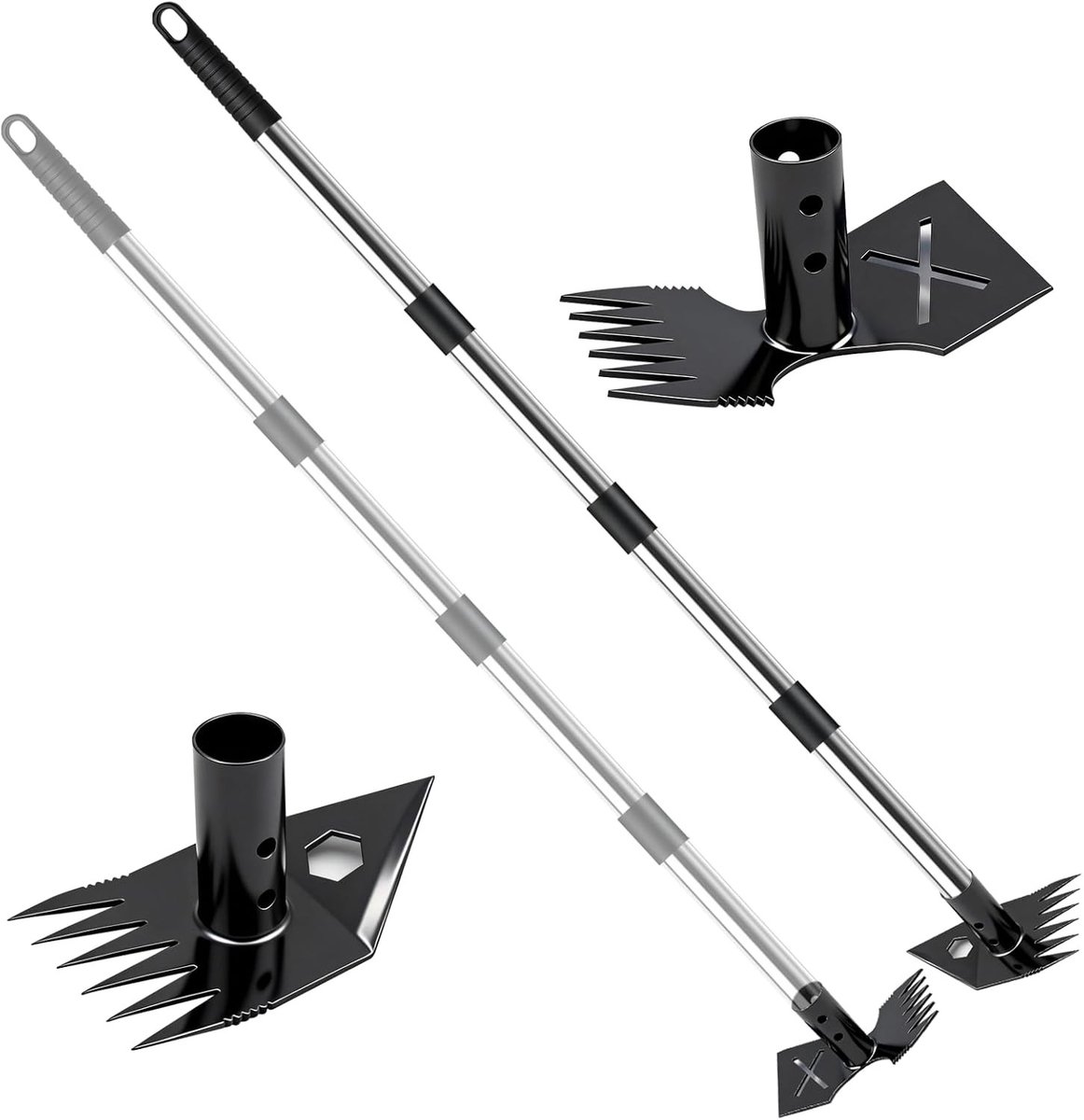 Professionele onkruidsteker met lange steel en dubbele kop voor effectief onkruid verwijderen, ergonomisch tuingereedschap voor planten en aarde losmaken