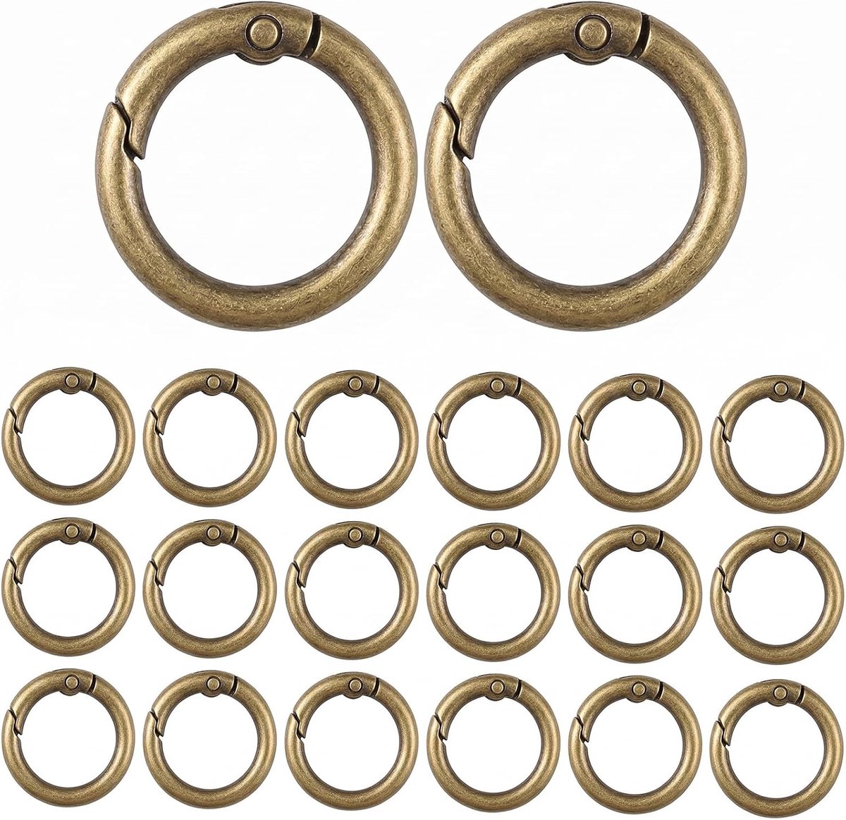 20 stuks ronde karabijnhaken, 25 mm, veerringen van zinklegering voor haaktassen, sleutelhangersluitingen, accessoires - ShopVlot