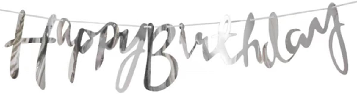 Happy Birthday-banner zilver met glitter - decoratieve hanger - lichtgevende verjaardagsdecoratie voor volwassenen - ShopVlot