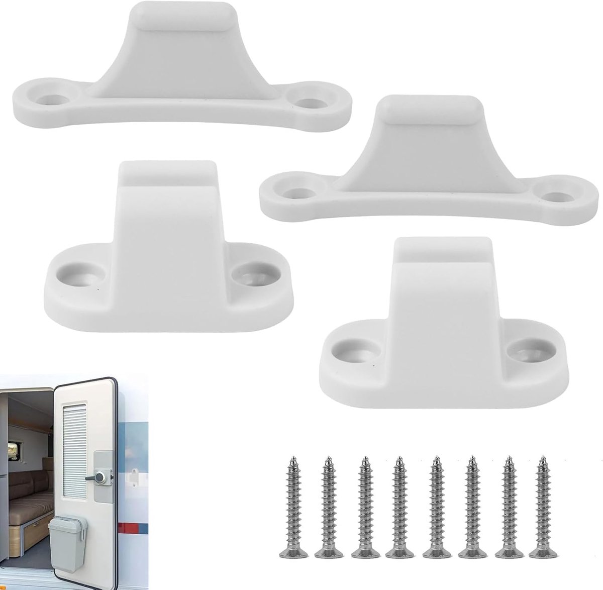 Deurslot voor caravans - 1 stuk in wit - met schroef met gatafstand 35 mm en 48 mm - ShopVlot