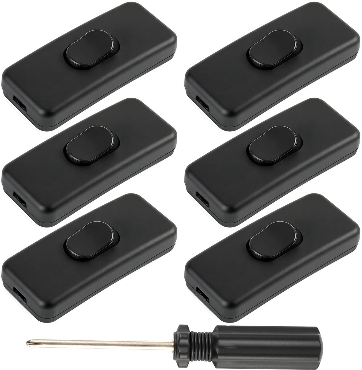 Inline switch pack van 6 - 2- en 3-kern kabels - 230V schakelaar - veilig voor lampen en apparaten - ShopVlot