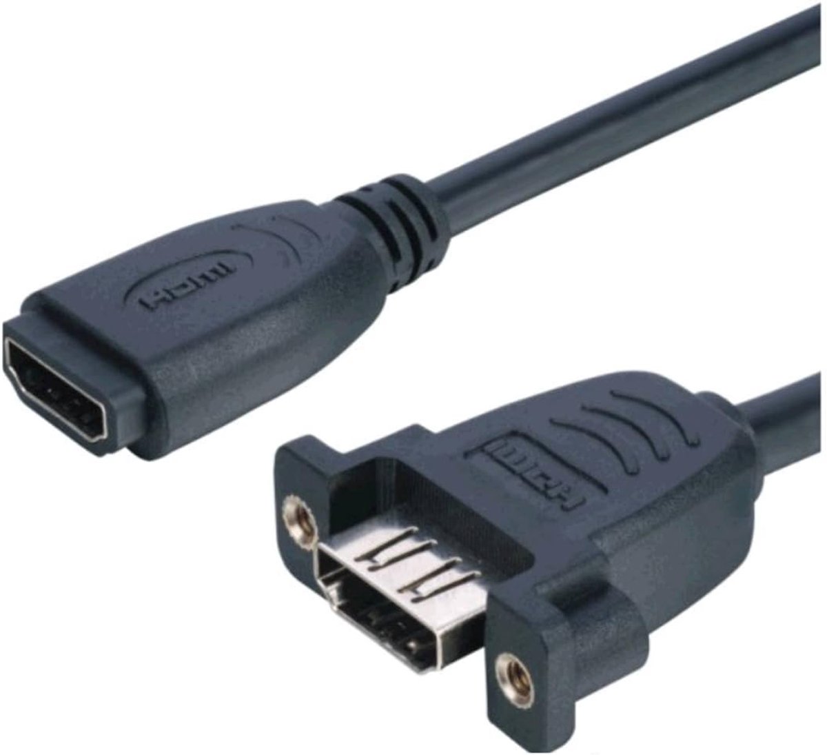 HDMI front paneel adapter kabel 0.2/0.3 m - zwart - 2x HDMI A - ideaal voor frontplaatmontage - ShopVlot