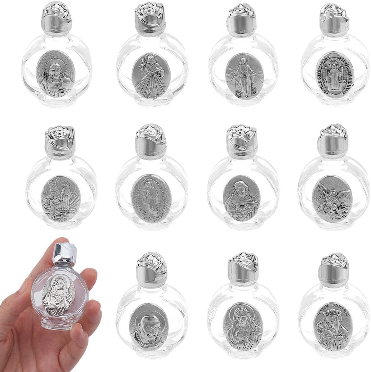 Gewafeld glas wijwaterfles 15 ml - antiek zilver - elegant design - ideaal voor reizen - ShopVlot