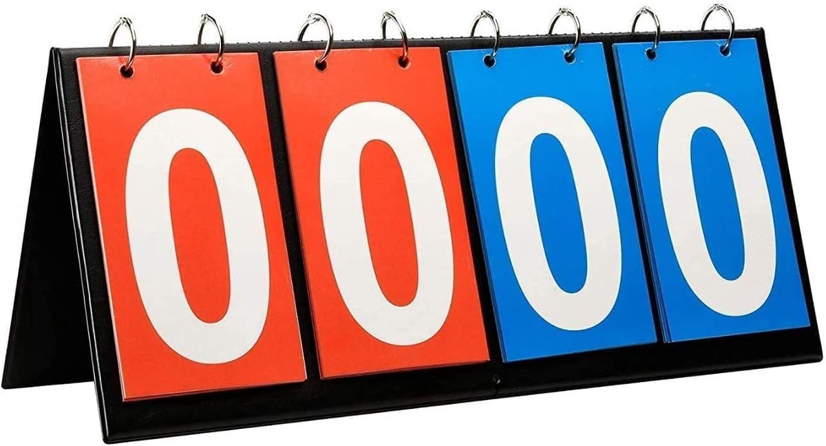 Scoreboard 4-cijferig - draagbaar flipscorebord - helder afleesbaar - ideaal voor teamspellen - ShopVlot