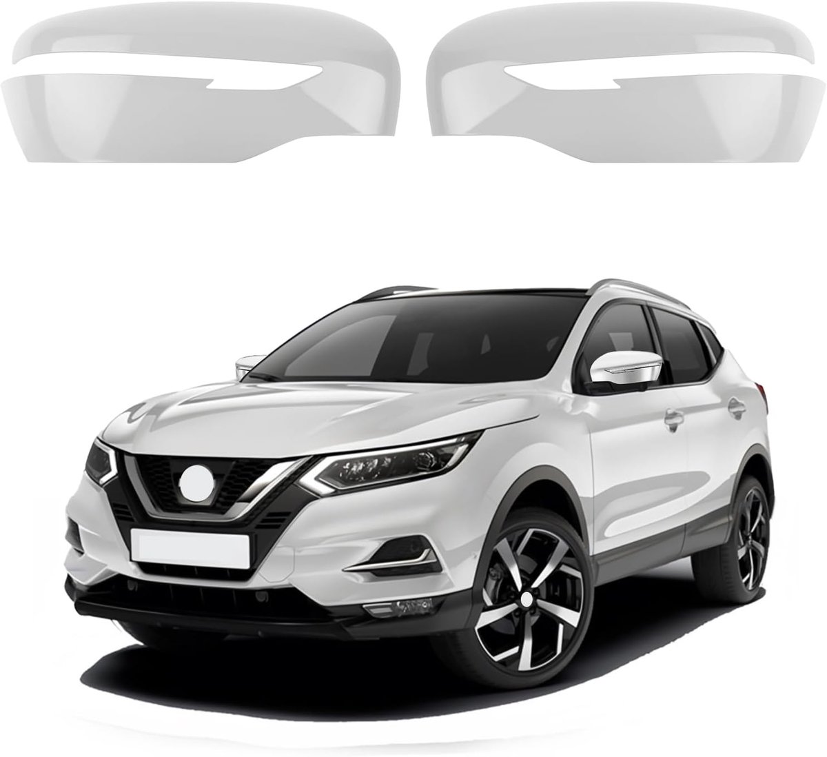 Spiegeldoppen vervanging Nissan Qashqai J11/Rogue 2013-2021 - Glanzend Wit - Hoge kwaliteit - ShopVlot