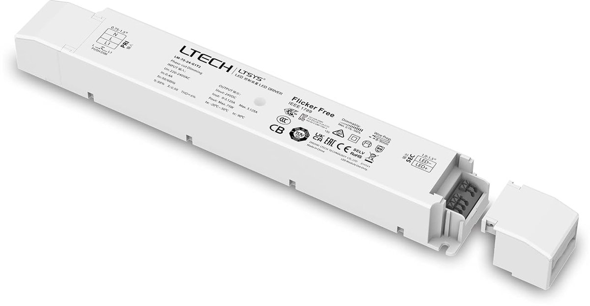 LED transformator 75W 24V DC - Triac dimbaar - 3-in-1 dimtechniek - Geschikt voor diverse verlichting - ShopVlot