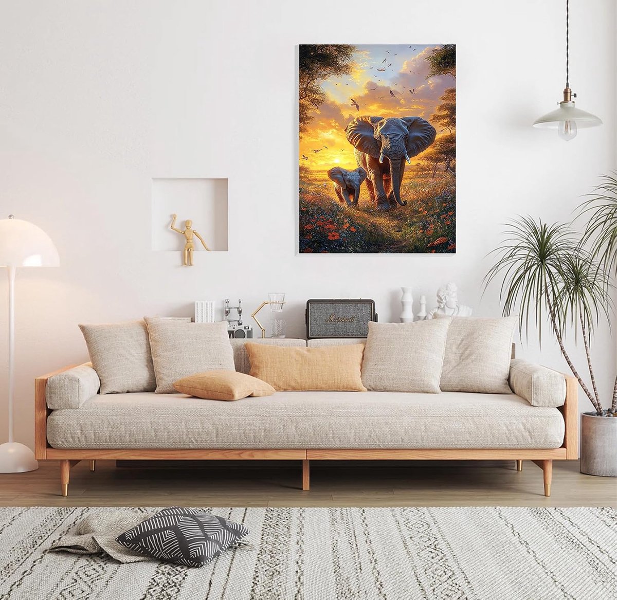 Schilderen op nummer olieverf - Olifant in zonsondergang - DIY schilderkit voor volwassenen - Geschikt voor beginners - ShopVlot