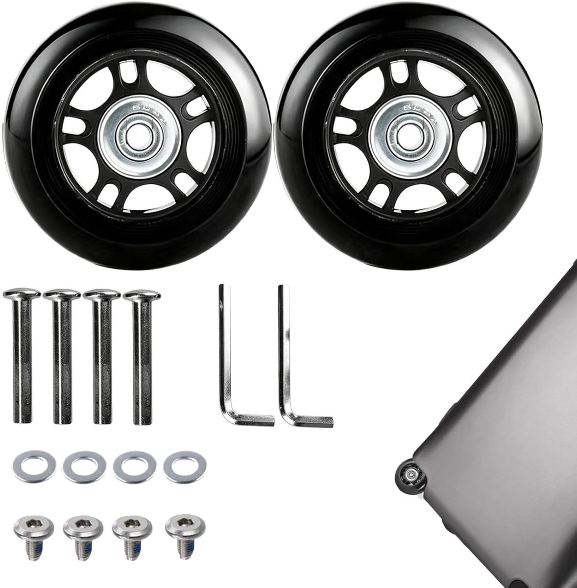 Kofferwielen set van 2 - 70 x 24 x 6 mm - rubber - stille en schokabsorberende wielen - ShopVlot