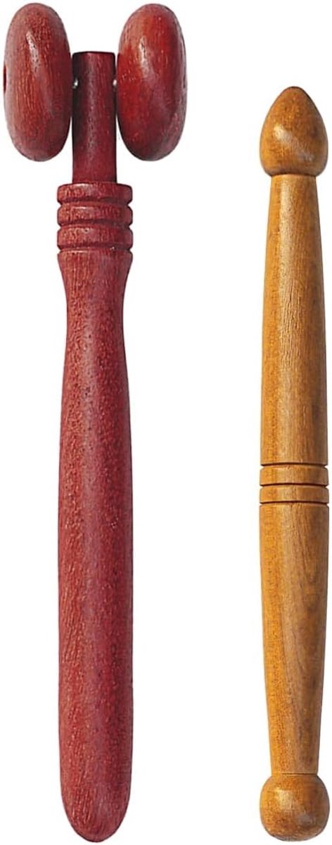 Massagebâton in 2 Stukken - Houten Massagegereedschap - Reflexologie voor Gezicht, Cou en Lichaam - ShopVlot