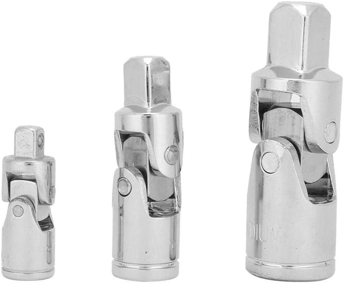 Universele aansluiting socket set 3-delig - CRV staal 1/4", 3/8", 1/2" - 360° draaibaar - ideaal voor krappe ruimtes - ShopVlot