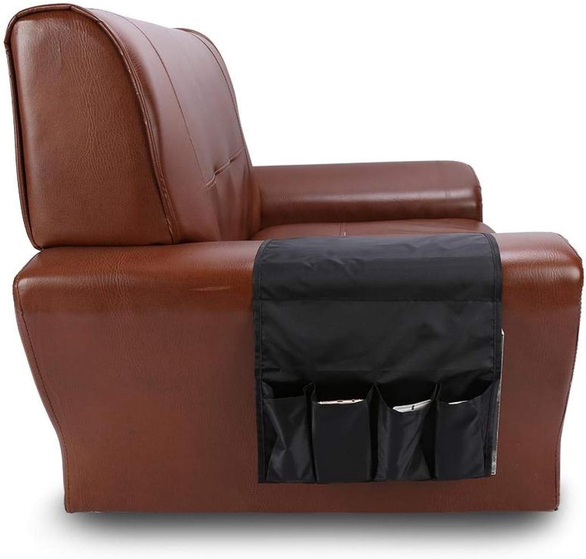 TV Afstandsbediening Houder en Organizer voor Sofa en Kantoorstoel, Opbergoplossing voor Telefoon, Tijdschriften en Koffiekopjes (Zwart)