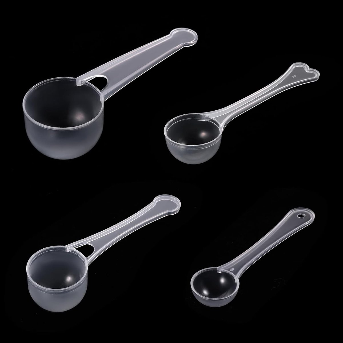 Set van 4 transparante maatlepels voor poeders - 10 g, 5 g, 3 g en 1 g - ideaal voor eiwitpoeder, waspoeder en melkpoeder