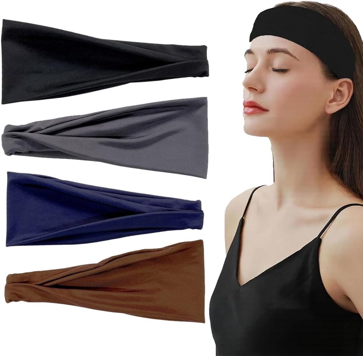 Sporthoofdbanden 9 cm - Elastisch en Breed - Antislip - Ideaal voor Yoga en Hardlopen - ShopVlot