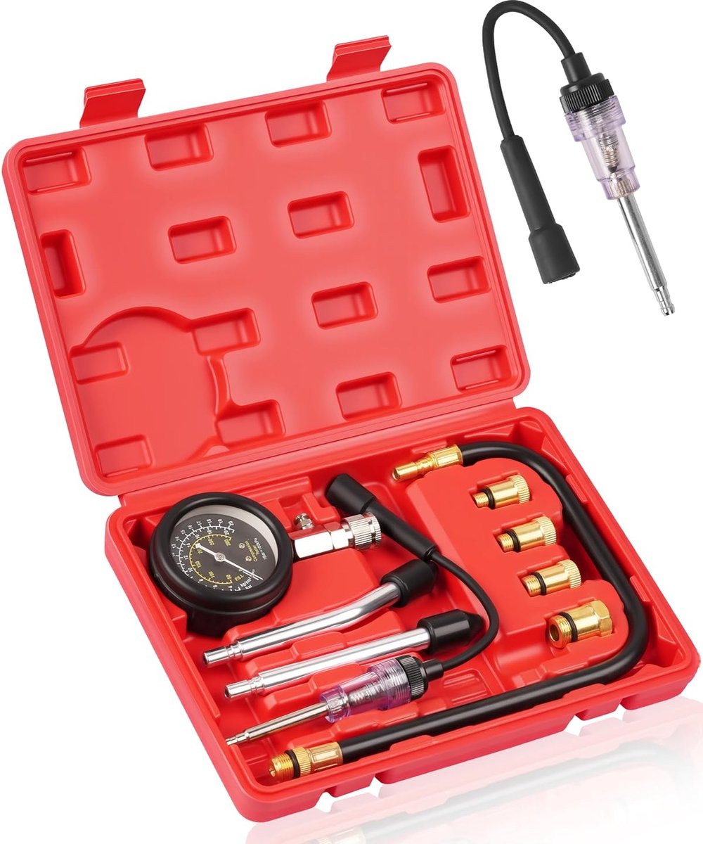 Compressietester set M10-M18 - 20 bar - met adapters en O-ring - snelle motorcompressietest - ShopVlot