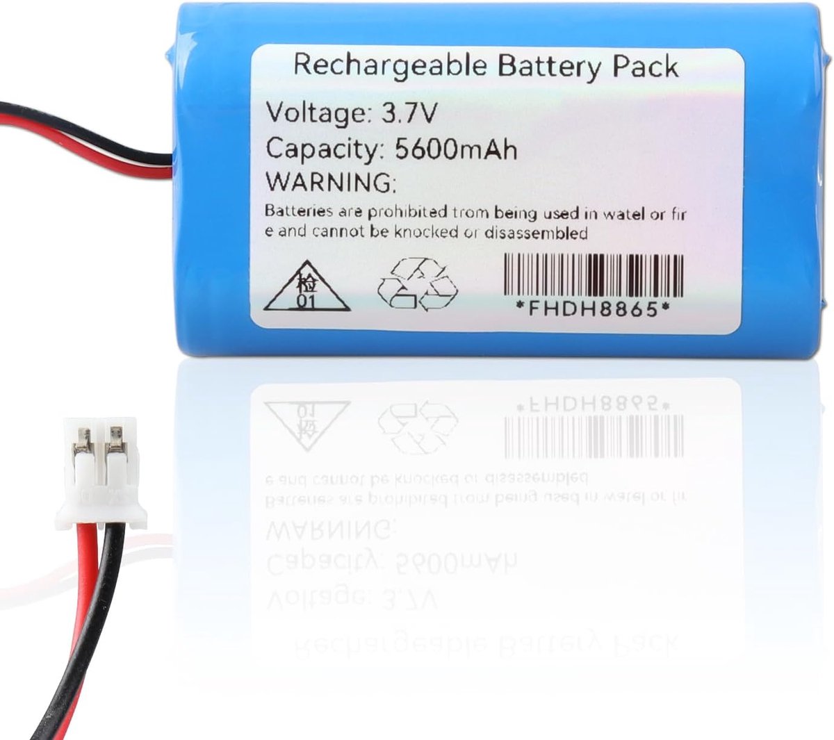 Oplaadbare lithium batterij 3.7V 5600mAh - JST-PH 2.0/2P - Ideaal voor Bluetooth speaker - ShopVlot