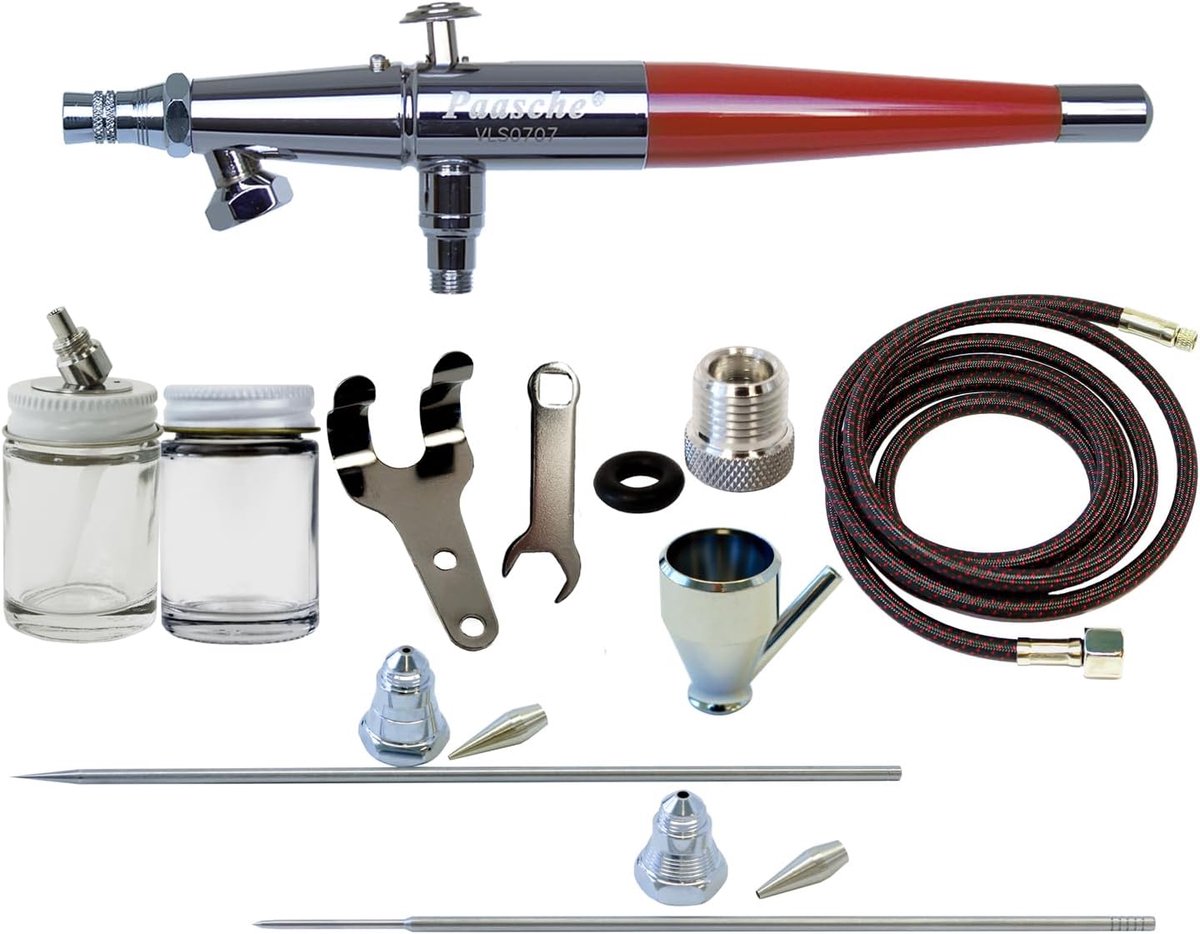 Airbrush VLS-3AS - Dubbelwerkende siphon feed - 3 spuitkoppen - Perfect voor gedetailleerd werk - ShopVlot
