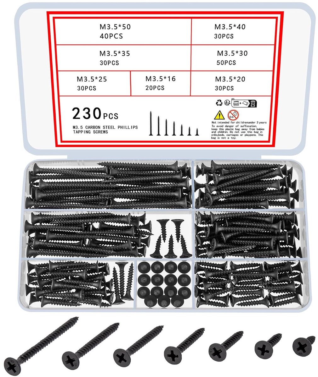 Houtschroeven M3.5 - Zwarte zelftappende schroeven - Carbon staal - Perfect voor DIY houtbewerking - ShopVlot