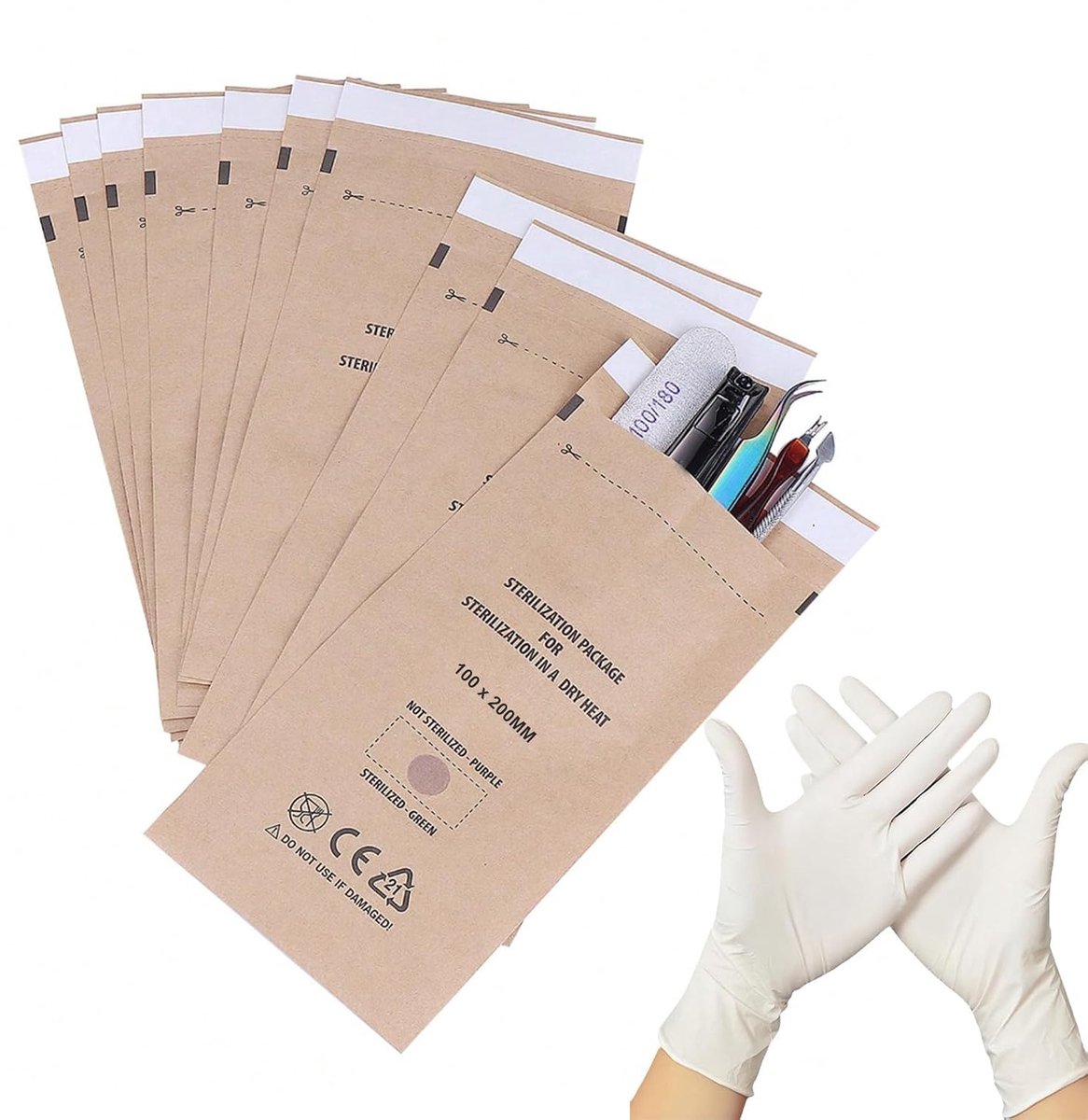 Sterilisatiezakken 50 stuks - 100 x 200 mm - zelfsluitend - voor cosmetica en nageltools - ShopVlot
