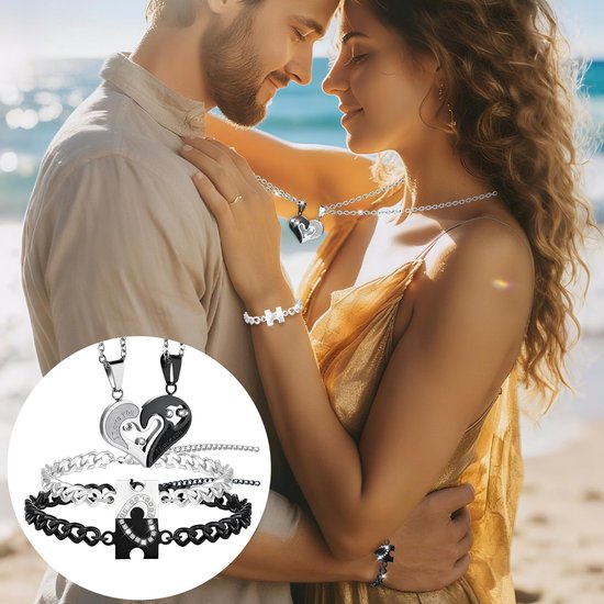 Set matching armbanden voor koppels - Hartvormig 'Ik hou van jou' - RVS - Perfect voor langeafstandsrelaties - ShopVlot — afbeelding 5