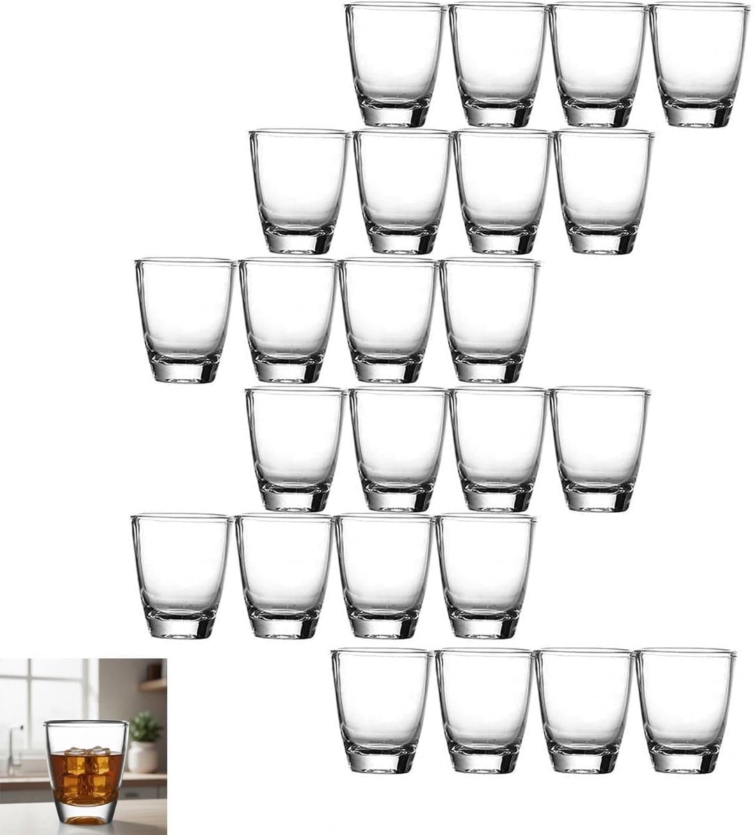 Borrelglazen set van 24 - ei-vormig - kristalhelder - ideaal voor familiebars - ShopVlot