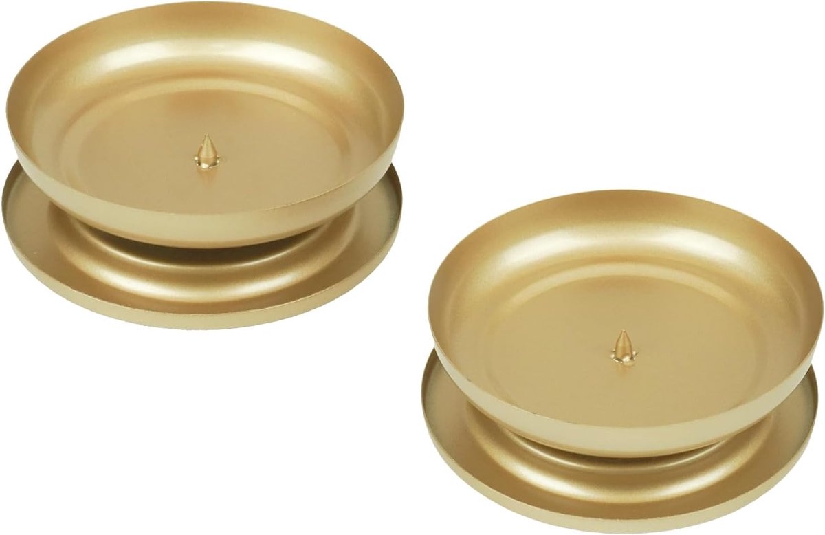 Kaarsenhouders 2-delig - Gouden ijzeren kandelaars - Retro vintage design - Creëer een warme sfeer - ShopVlot